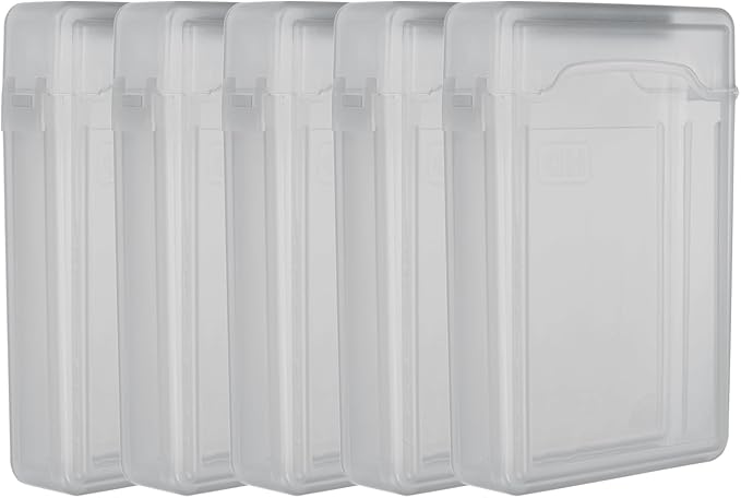 PATIKIL 6.5" x 4.5" Hard Drive Disk Case, 5Pcs Plastic Hard Disk Storage Box Portable Anti-Static Case for 3.5" External SSD HDD, Grey