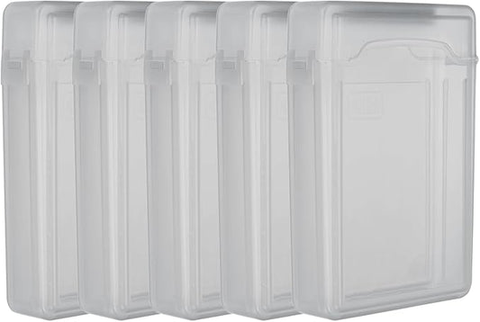 PATIKIL 6.5" x 4.5" Hard Drive Disk Case, 5Pcs Plastic Hard Disk Storage Box Portable Anti-Static Case for 3.5" External SSD HDD, Grey