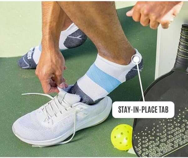 Unisex Compression Athletic Ankle Socks (3 Pairs) – Low Cut Tab Running Socks with Arch Support & Ideal for Pickleball