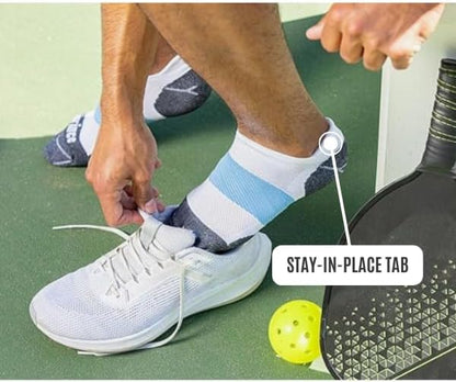Unisex Compression Athletic Ankle Socks (3 Pairs) – Low Cut Tab Running Socks with Arch Support & Ideal for Pickleball