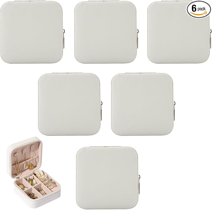 Bridesmaid Proposal Gifts Travel Jewelry Case Jewelry Travel Organizer Small Bachelorette party Jewelry Box Bridesmaid Gift Boxes Mini Storage Organizer Storage Box (6, White)