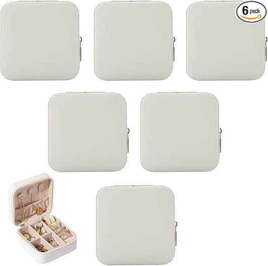 Bridesmaid Proposal Gifts Travel Jewelry Case Jewelry Travel Organizer Small Bachelorette party Jewelry Box Bridesmaid Gift Boxes Mini Storage Organizer Storage Box (6, White)