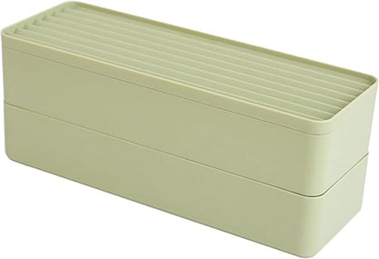 Cable Tidy Box Dual Layer Cord Organizer 14 Compartment Storage with Lid Dustproof Dampproof Stackable Charging Organizer