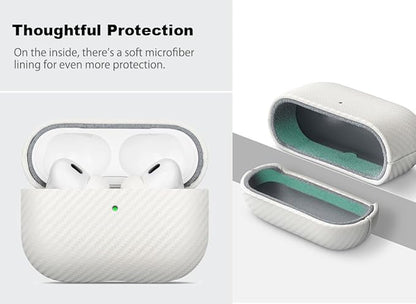 Leather Case - for AirPods Pro 3 Case Cover - Selected Skin-Friendly Leather, with Carbon Fibre Texture, Handmade Drop Protective Hard Cover for AirPods Pro 3rd Generation Earbuds - Blue