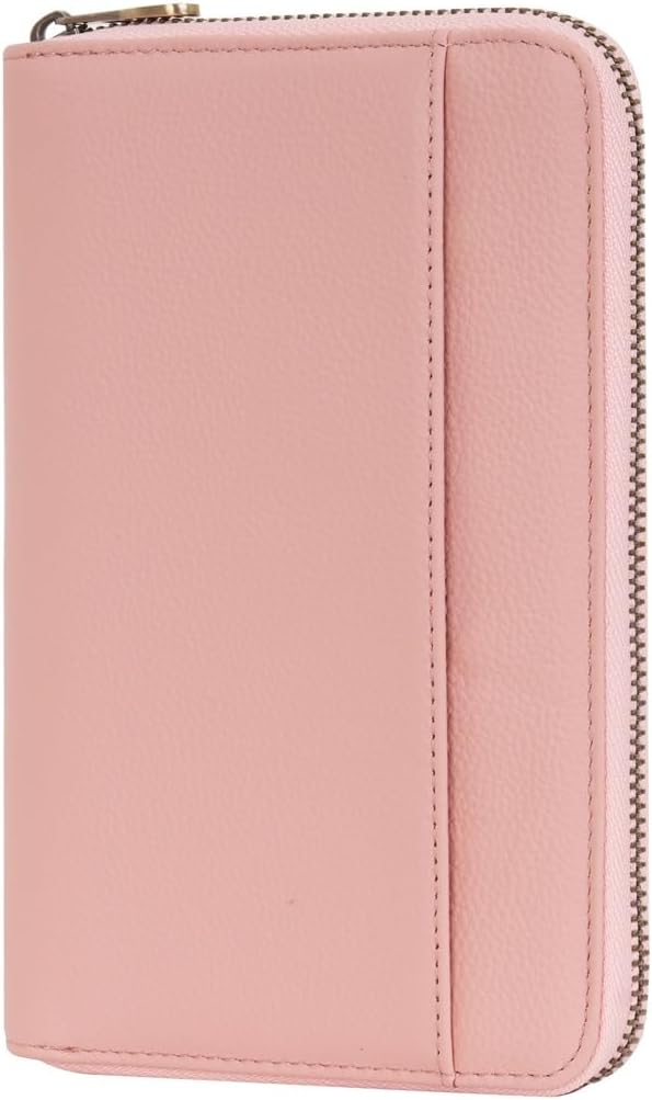 WASON Leather Zipper Travel Passport Wallet Holder RFID Blocking Cover, Passport case Pocket Slot for Card, Cash, ID, Boarding Pass and Ticket for Men, Women and Family Trips (Pink)