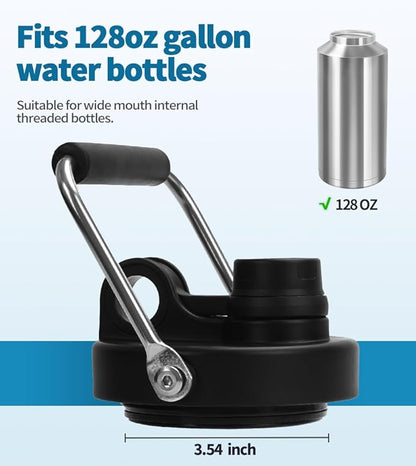 Spout Lid for Hydro Flask Wide Mouth Sport Water Bottles, Replacement Lids for 128oz Wide Mouth Insulated Bottles with Handle Easy to Carry (Black)