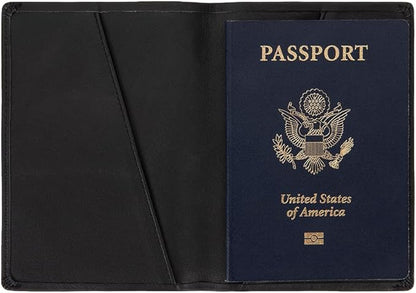 Silent Pocket RFID Blocking Black Leather Passport Wallet - Secure Your Information, Great for Travel