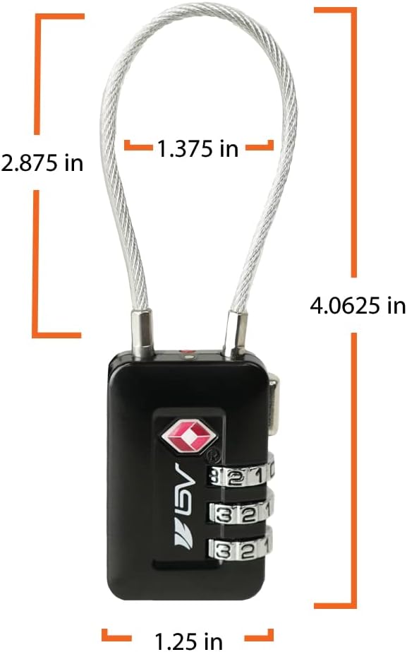 TSA Accepted Luggage Travel Lock, Set-Your-Own Combination Lock for School Gym Locker, Luggage Suitcase Baggage Locks, Filing Cabinets, Toolbox, Case (Black, 6 Pack)