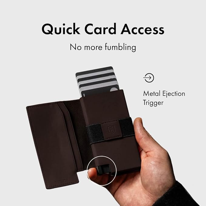 Ekster Men's Wallet PRO | RFID Blocking Parliament Leather Minimalist Wallet | Holds 14 Cards & Cash | Slim Cardholder for Men w/Push Button Designed for Quick Card Access | Brown