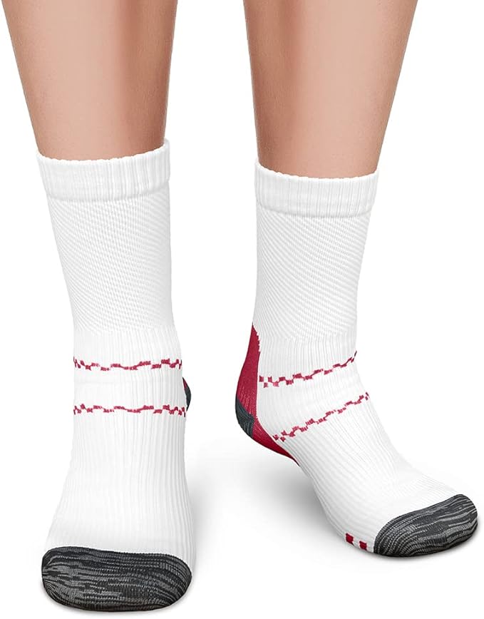 CHARMKING 6 Pairs Crew Compression Socks for Women & Men Circulation 15-20 mmHg is Best for All Day Wear Running Nurse