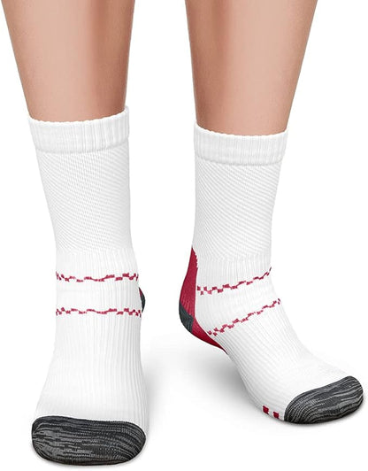 CHARMKING 6 Pairs Crew Compression Socks for Women & Men Circulation 15-20 mmHg is Best for All Day Wear Running Nurse
