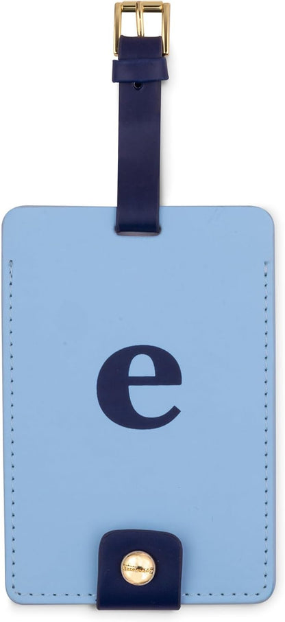 Kate Spade New York Leatherette Luggage Tag with Secure Strap, Colorful Suitcase Identifier for Travel, Monogram Bag Tag ID (E)