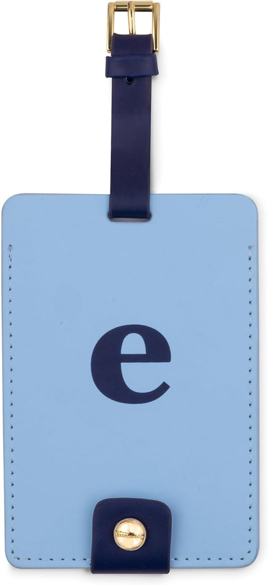 Kate Spade New York Leatherette Luggage Tag with Secure Strap, Colorful Suitcase Identifier for Travel, Monogram Bag Tag ID (E)