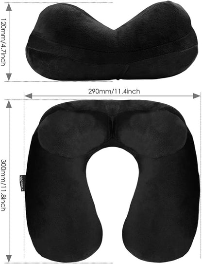 urophylla Inflatable Travel Pillow, Soft Velvet Inflatable Neck Pillow for Traveling, Airplanes, Train, Car, Office with Compact Bag, Breathable Washable Cover, Suit for Adults Sleeping - Black