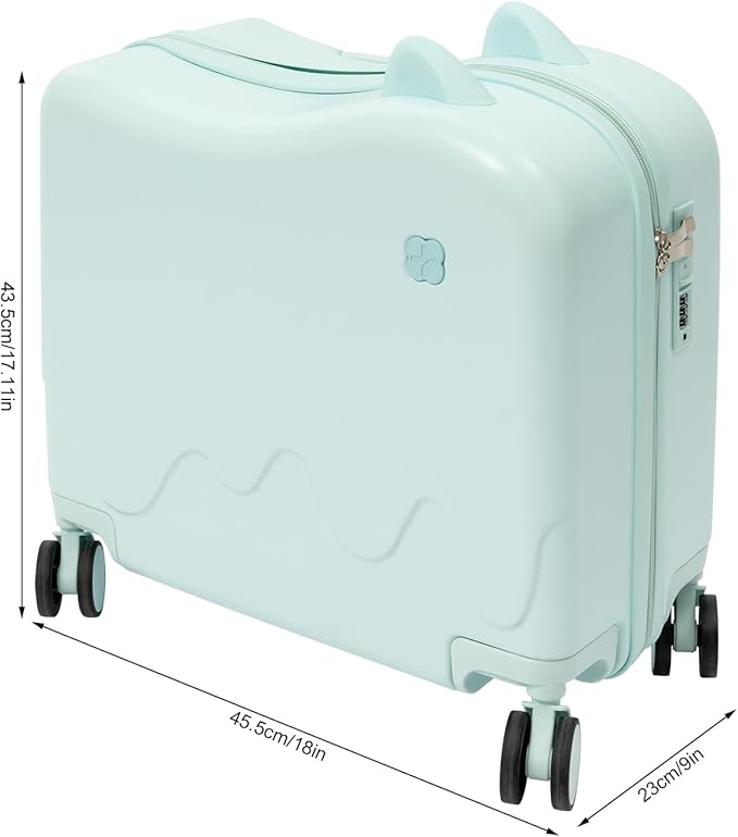18" Kids Luggage Suitcase for Girls & Boys, Kids Carry On Luggage with Wheels Children’s Suitcase w/Lock (Baby Blue)