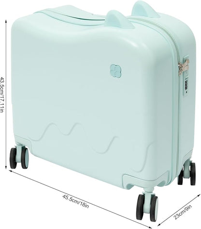 18" Kids Luggage Suitcase for Girls & Boys, Kids Carry On Luggage with Wheels Children’s Suitcase w/Lock (Baby Blue)