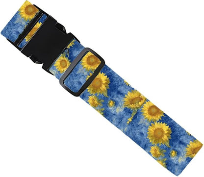2PC,Sunflower Sky Luggage Strap 1.97 x 70.84 inch Blue Background Floral Design Adjustable Suitcase Belt Durable Nylon Baggage Identifier Artistic Travel Accessory