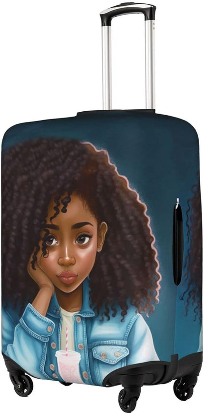 Luggage covers for suitcase cover Washable Protector Anti-scratch Large African American Black Girl style76