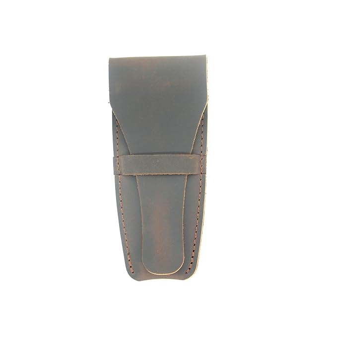 JJNUSA Old Fashioned Sleeve Travel Pouch Leather Safety Razor Case, Double Edge Razor 4.5", Shaving Accessories, Personal Care Essentials, Men's Shaving Razor (Dark Brown)