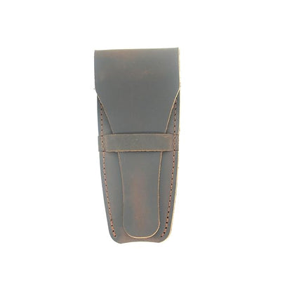 JJNUSA Old Fashioned Sleeve Travel Pouch Leather Safety Razor Case, Double Edge Razor 4.5", Shaving Accessories, Personal Care Essentials, Men's Shaving Razor (Dark Brown)