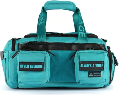 WOLFpak 20L Mini Duffle Bag for Gym & Travel | Waterproof Carry-On Weekender Bag with Shoe Compartment, Hard Bottom, and Tactical Molle System (Voodoo Aqua)
