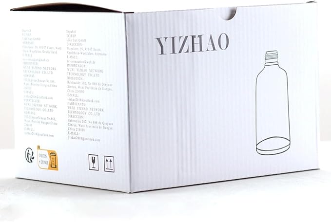 YIZHAO Blue Glass Spray Bottles 2oz, with Small Fine Mist Spray, Metal Cap, Refillable for Essential Oil,Travel,Cleaning,Perfume,Aromatherapy,Makeup – 12 Pcs