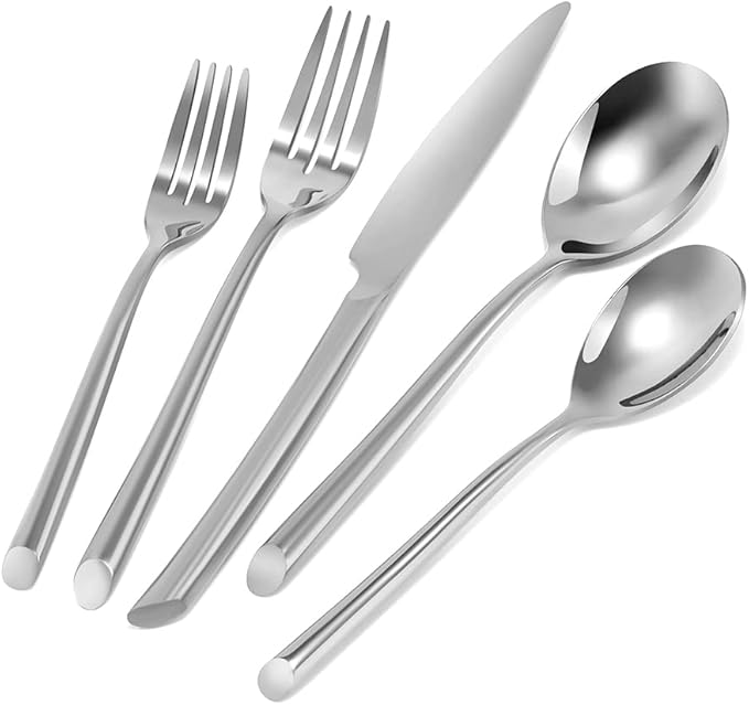 DEACORY Silverware Set Flatware Set Stainless Steel Cutlery Set with Streamlied Handle Mirror Finished Heavy 20 Pieces Home Kitchen Daily Use Wedding Housewarming Gift Dishwasher Safe Service for 4