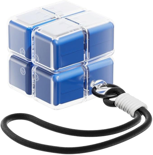 Purse Pill Organizer,Magnetic Cube Cute Pill Box,Pill Compact with 8 Compartment,Vitamin Container Weekly Pill Case (Blue)