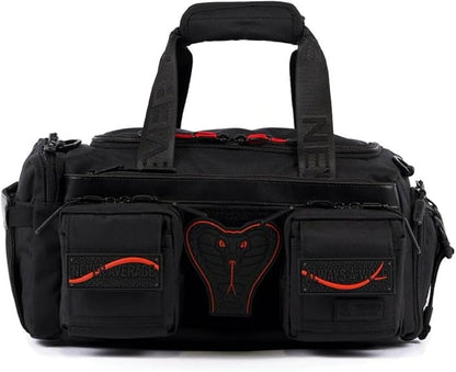 WOLFpak 20L Mini Duffle Bag for Gym & Travel | Waterproof Carry-On Weekender Bag with Shoe Compartment, Hard Bottom, and Tactical Molle System (Red Venom)