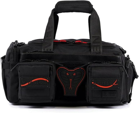 WOLFpak 20L Mini Duffle Bag for Gym & Travel | Waterproof Carry-On Weekender Bag with Shoe Compartment, Hard Bottom, and Tactical Molle System (Red Venom)
