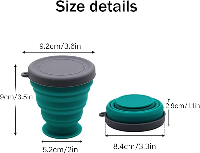 Collapsible Silicone Cup - 6 Piece Collapsible Silicone cup with Lid, Expandable Drinking Glasses Set, Reusable cup, Suitable for Camping and Hiking