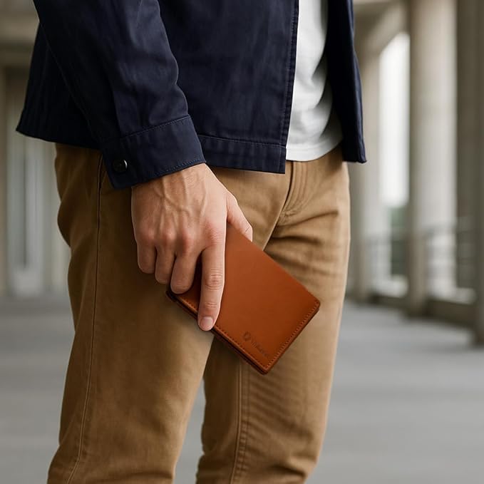 Leather Travel Wallet RFID - Slim Passport Holder for Men & Women - Fits Passport, Cards, SIMs, Pen & Boarding Pass - Secure Travel Document Organizer (Dark Brown)