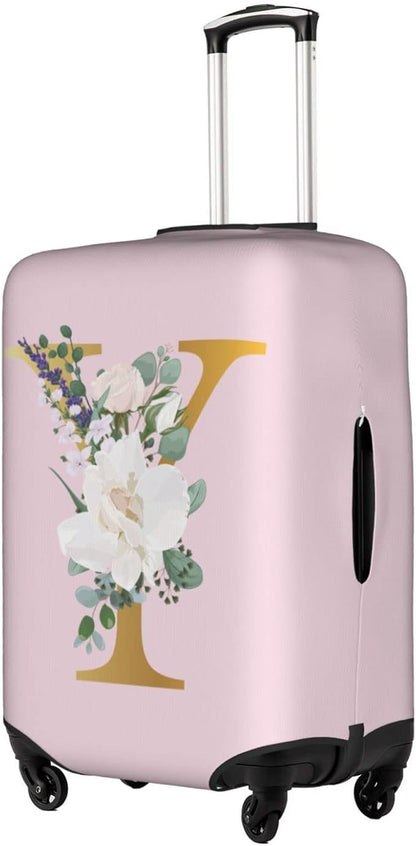 Flower Lette Y Pink Luggage Cover Elastic Washable Stretch Suitcase Protector Anti-Scratch Travel Suitcase Cover for Kid and Adult L (25-28 inch suitcase)