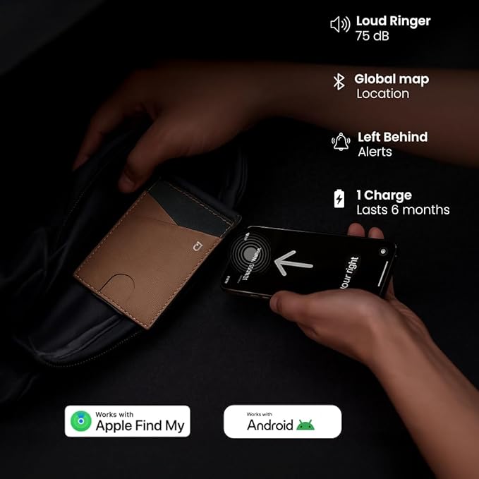 Jenoss Smart Tracking Wallet For Men: Smart Tracker Works with Apple Find My Full Grain Leather, Slide Pop Up Card, Minimalist Compact 12 Cards Slot Organizers ID Money Clip