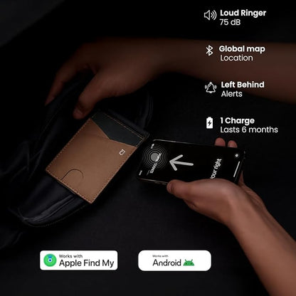 Jenoss Smart Tracking Wallet For Men: Smart Tracker Works with Apple Find My Full Grain Leather, Slide Pop Up Card, Minimalist Compact 12 Cards Slot Organizers ID Money Clip