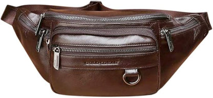 Leather Fanny Pack Mens Genuine Leather Waist Bag Sport Travel Hiking