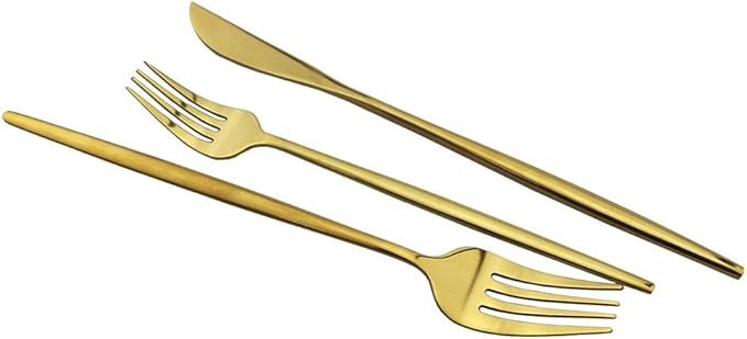 Shiny Gold Silverware Set, JASHII 20-Piece Stainless Steel Satin Finish Flatware Set, Kitchen Utensil Set, Mirror Polished Tableware Cutlery Set for Home and Restaurant, Dishwasher Safe