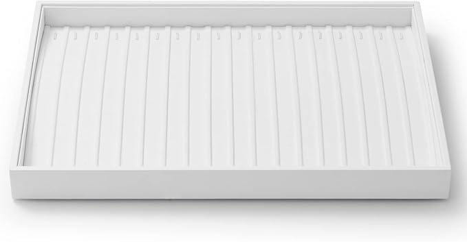 Oirlv Premium White Leather Stackable Jewelry Tray 18 Gird Necklace Bracelet Organizer Showcase Necklace Display Tray