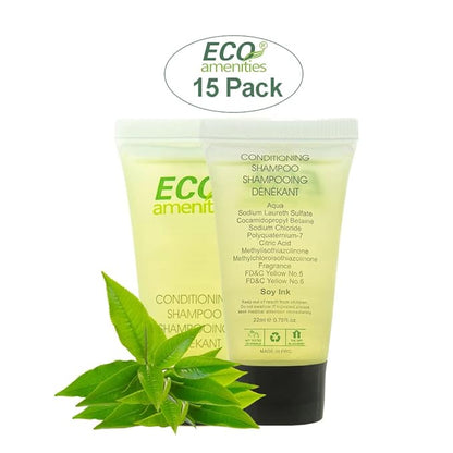 ECO Amenities 60 Pcs, 4-Piece Travel Size Toiletries Kit, Includes Small Bar Soap, 2 in 1 Hotel Shampoo and Conditioner Supplies for Guests, Body Lotion, Travel Toothbrush Set with Toothpaste, 15 Kits
