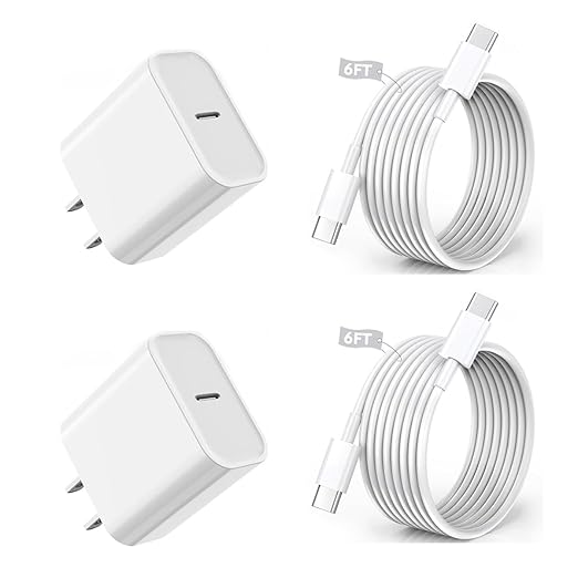 iPhone 16 15 Charger Fast Charging,6FT Type C to USB C Cable Cord,20W USB C Charging Block for Apple iPhone 16/16 Plus/iPhone 15 Plus/15 Pro Max,iPad Pro 12.9/11 inch/Air/Mini,Wall Plug Power Adapter