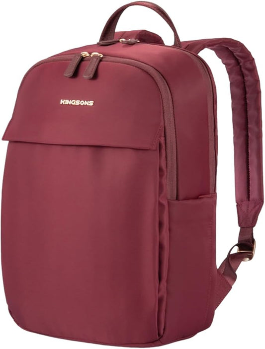 Kingsons Slim Travel Backpack With Luggage Strap,Black Business Backpack, Waterproof Nylon Commuter Bag for Work & Travel,Hiking, Red，Khaki (KS25002-Red-US-1)