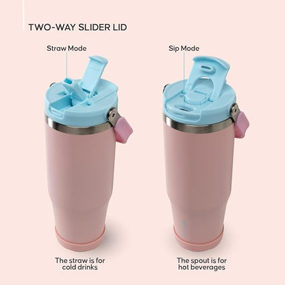 Sport Tumbler 32oz Stainless Steel Water Bottle, Vacuum Insulated with 2-in-1 Lid (Straw & Spout), Leak-Proof Reusable Travel Mug for Hot and Cold Drinks