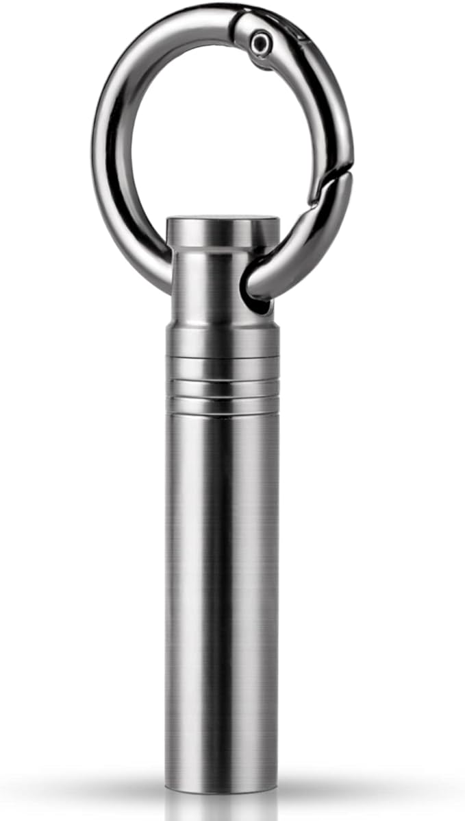 TISUR Small Keychain Pill Holder ，Titanium Metal Travel Pill Case Portable Pill Organizer Container for Purse Waterproof Keychain Pill Holder Medicine Bottle