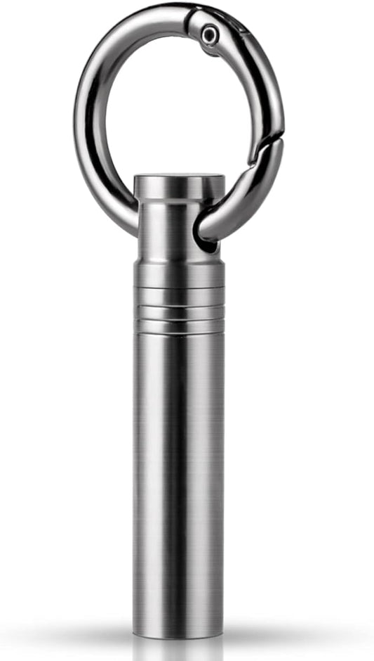 TISUR Small Keychain Pill Holder ，Titanium Metal Travel Pill Case Portable Pill Organizer Container for Purse Waterproof Keychain Pill Holder Medicine Bottle