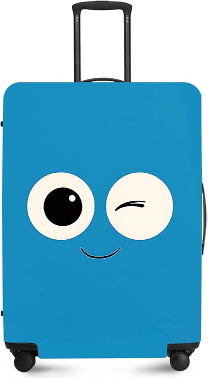 ANNA QUEEN Funny Blue emoticon Travel Luggage Cover Suitcase Protector Suitcase Cover Anti-Scratch,Stretchable Fit for 18-32Inch Luggage,Travel Bag Cover Washable XL(fits 29-32Inch suitcase)