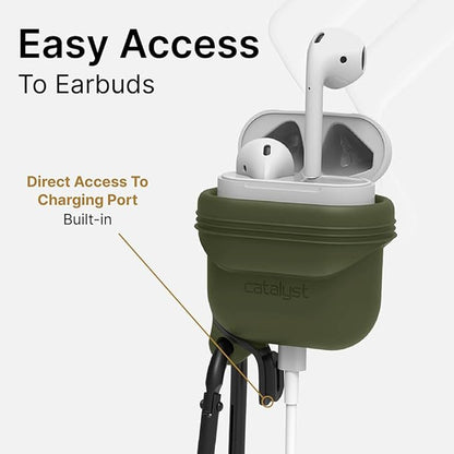 Catalyst Waterproof Case for AirPods 2nd Generation and AirPods 1st Generation - Wireless and USB-C Charging High Drop Protection AirPod Gen 2 and Gen 1 Case with Carabiner, One Piece Design