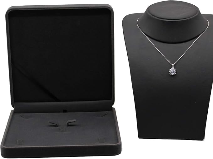 Jewelry Set Velvet Box Necklace Earring Ring Necklace Bracelet Gift Display Case Wedding Jewelry Storage Holder (Deep Gray)