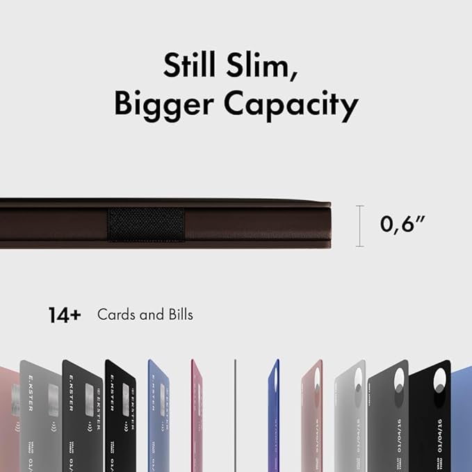 Ekster Men's Wallet PRO | RFID Blocking Parliament Leather Minimalist Wallet | Holds 14 Cards & Cash | Slim Cardholder for Men w/Push Button Designed for Quick Card Access | Brown