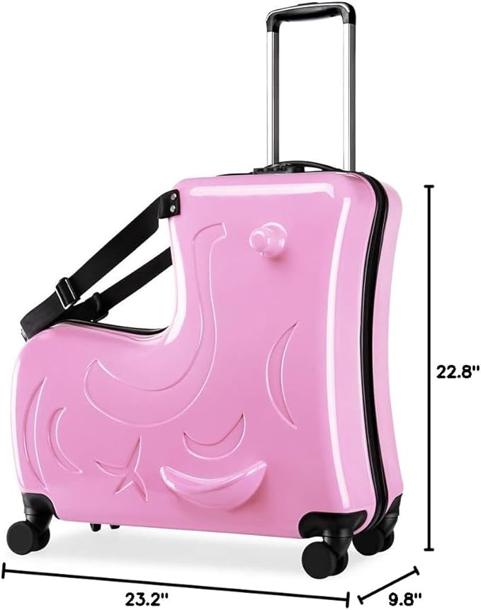 N-A Kids Ride On Suitcase with Wheels, Scooter Luggage for Toddlers Travel, Durable Children's Suitcase for Boys & Girls Ages 2-19 Years