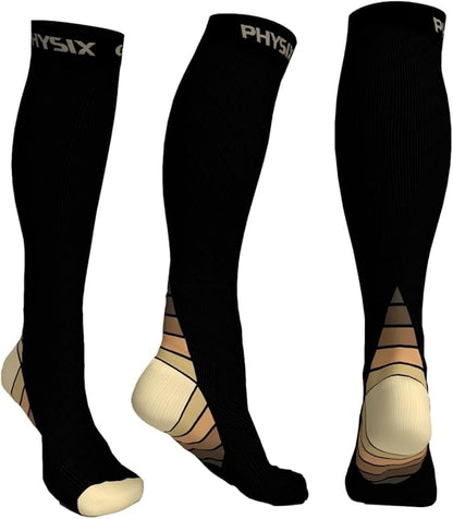 Physix Gear Compression Socks 20-30 mmHg - Men & Women - Running, Nurses, Shin Splints, Flight, Travel